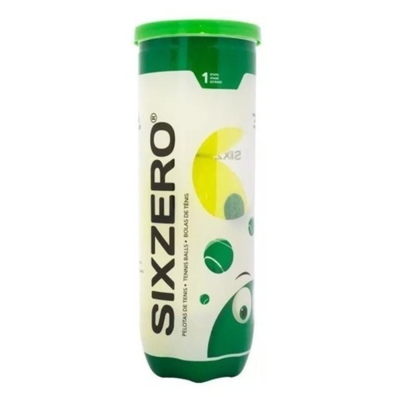 Tubo De 3 Pelotas De Tenis Sixzero De Baja PresiÓn - Verde 