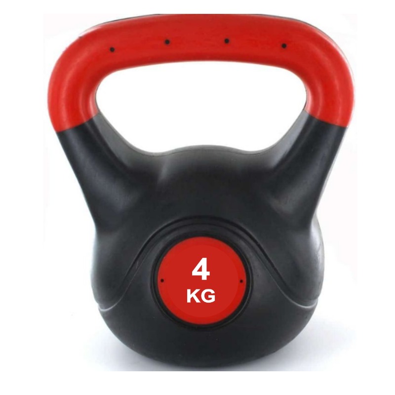 Pesa Rusa / Kettlebell De Pvc 4 Kg - Negra Y Roja. Volko