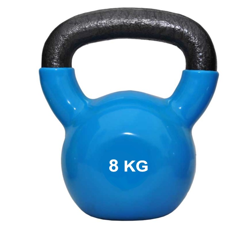 Pesa Rusa O Kettlebell De Fundicion Recubierto En Vinilo De Colores X 8 Kg.