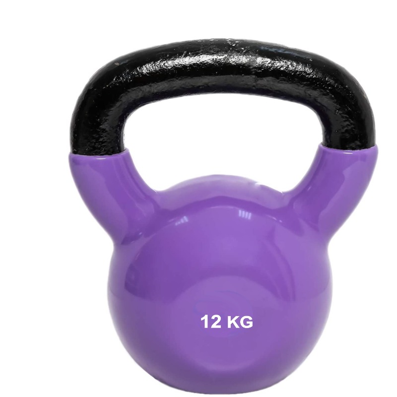 Pesa Rusa O Kettlebell De Fundicion Recubierto En Vinilo De Colores X 12 Kg.