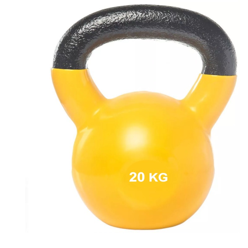 Pesa Rusa O Kettlebell De Fundicion Recubierto En Vinilo De Colores X 20 Kg.