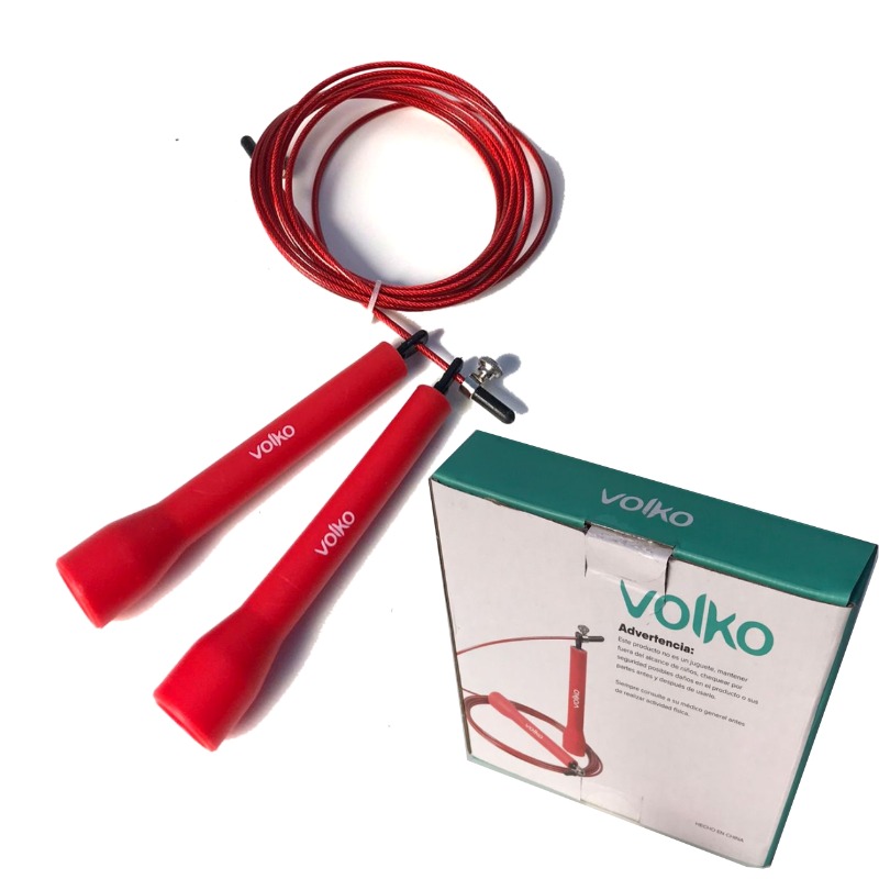 Soga Para Saltar Con Rulemanes (speed Rope). Mango De 12 Cm. Cable De Acero Regulable - En Caja. Volko