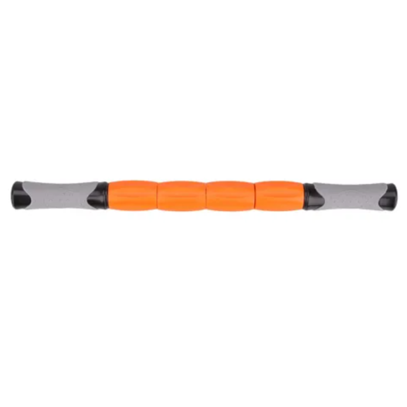 Stick Masajeador Con Rodillos Plasticos 48.5 Cm.  Volko. Gris Y Naranja