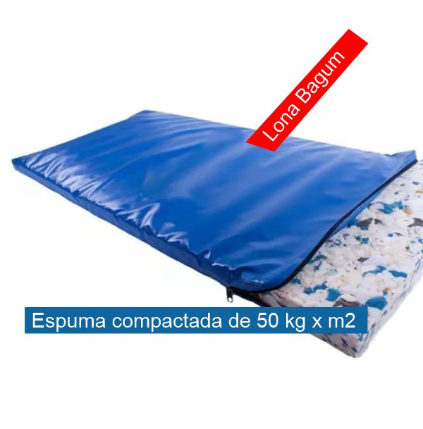 Colchoneta De 1,20 X 0,60 X 0,05 Mts. Espuma Compactada (50 Kgs) Lona Bagun. Color Azul Francia.