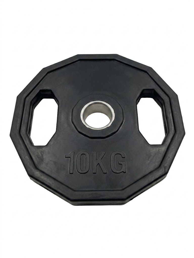 Disco Olimpico Con Manija Recubierto En Goma X 10 Kg.