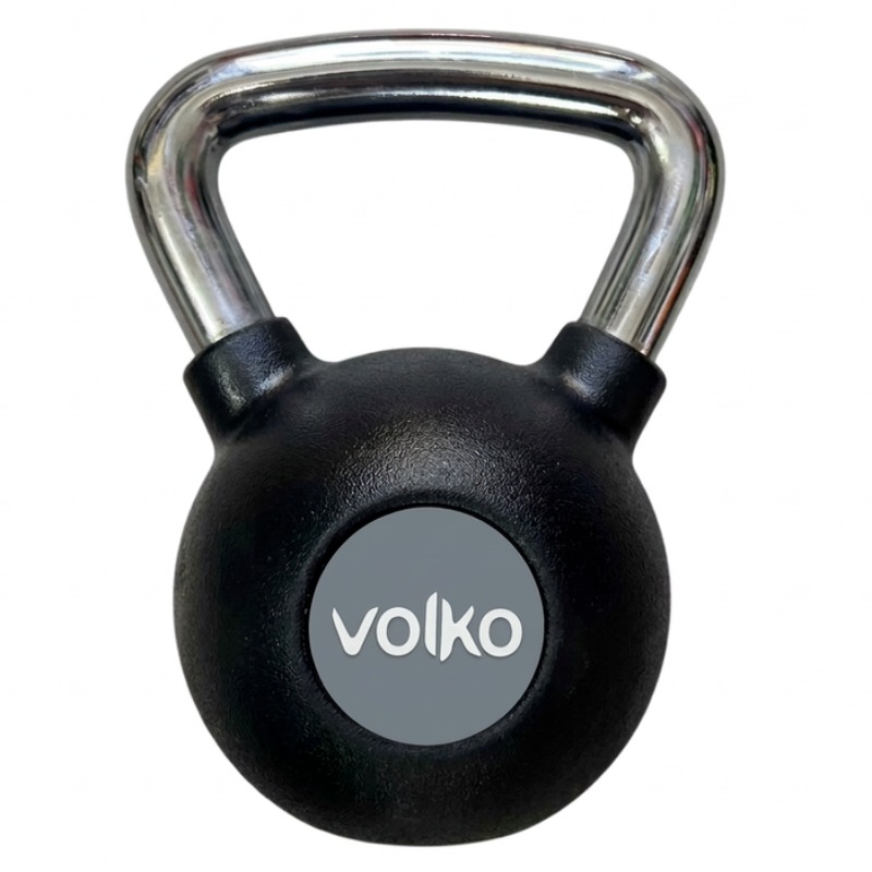 Pesa Rusa / Kettebell - 12 Kg. -  Caucho Con Agarre Cromado  - Volko