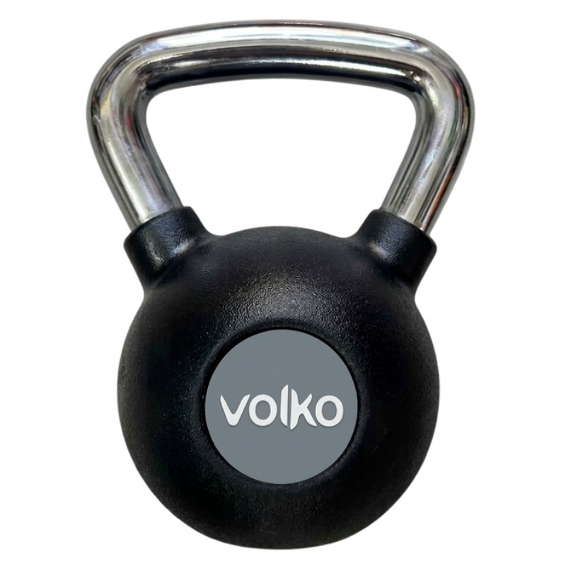 Pesa Rusa / Kettebell - 4 Kg. -  Caucho Con Agarre Cromado  - Volko