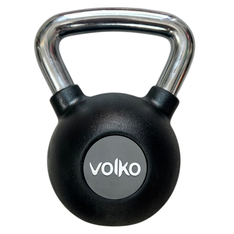 Pesa Rusa / Kettebell - 4 Kg. -  Caucho Con Agarre Cromado  - Volko