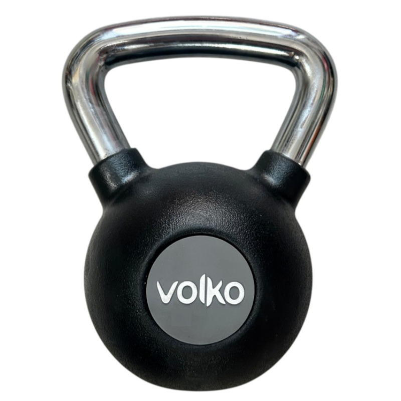 Pesa Rusa / Kettebell - 8 Kg. -  Caucho Con Agarre Cromado  - Volko
