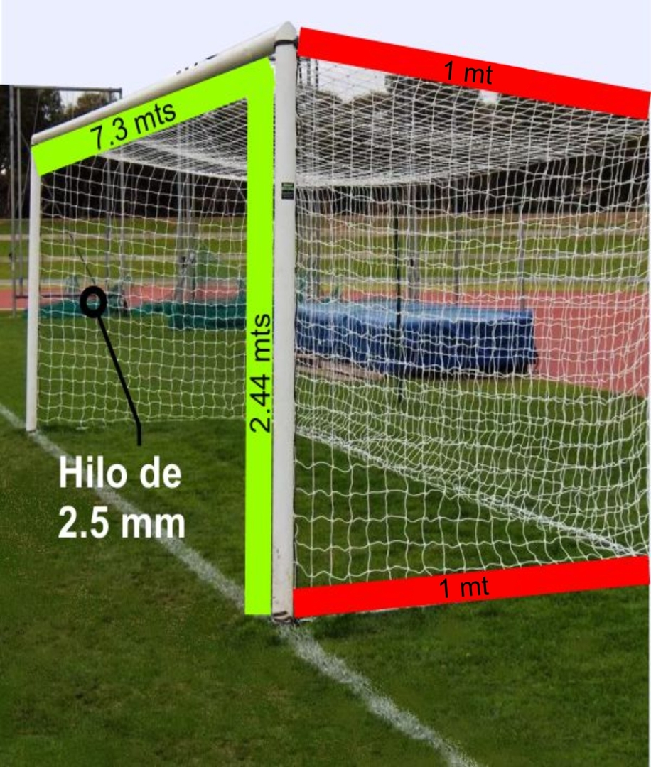 Red Futbol -  7,30 X 2,44 Mts  - Hilo 2.5 Mm -  Polietileno -  Cajón De  1 Mts -(el Juego)