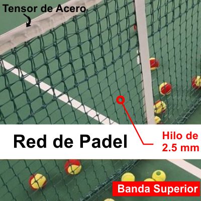 Red De Paddle - 10,40x1,00 Mts - Hilo 2.5 Mm - Malla04x04 - Polietileno - Simple Banda Superior - Cable De Acero