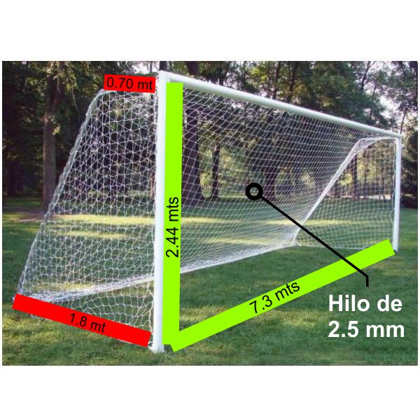 Red Futbol -  7,30 X 2,44 Mts  - Hilo 2.5 Mm -  Polietileno - Profundidad 0,80 Arriba  X 1,80 Mts Abajo  (el Juego)