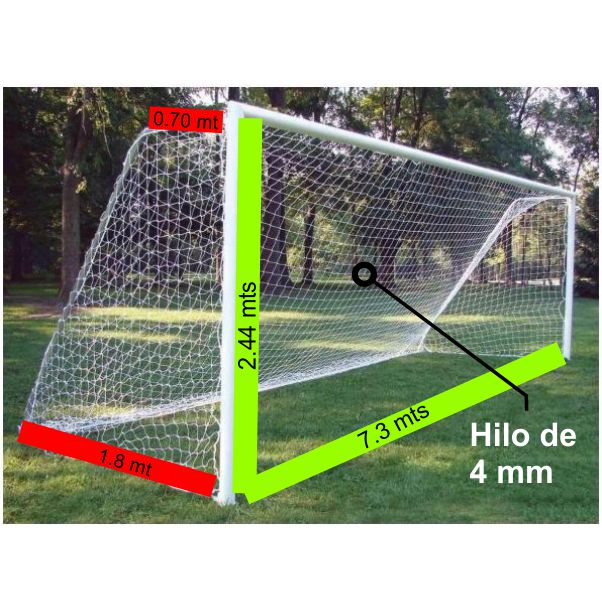 Red Futbol -  7,30 X 2,44 - Hilo 4 Mm Polietileno - Profundidad 0,70 Arriba Y 1,80 Mts Abajo  (el Juego)