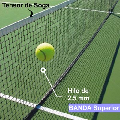 Red De Tenis Criollo -  8,50x1,00 Mts - Hilo 2.5 Mm - Polietileno - Banda Superior Y Tensor De Soga