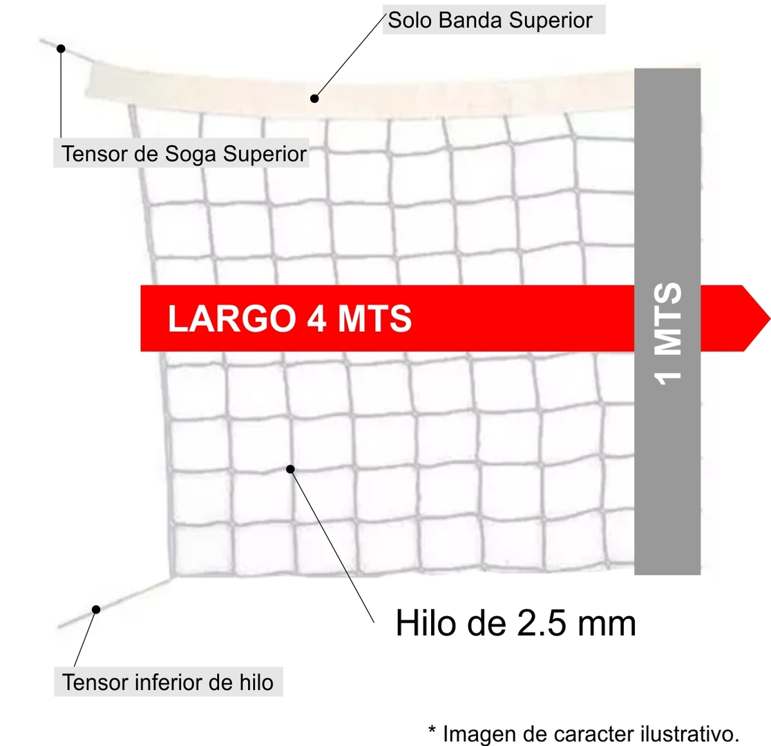 Red De Voley - Futbol Tenis Mini  -  4 X 1 Mts 