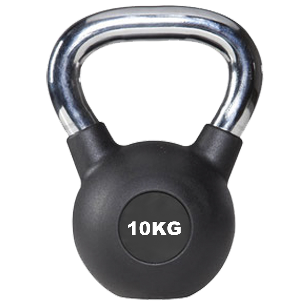 Pesa Rusa O Kettlebell De Fundicion  X 10 Kg - Rec. - Caucho Negro