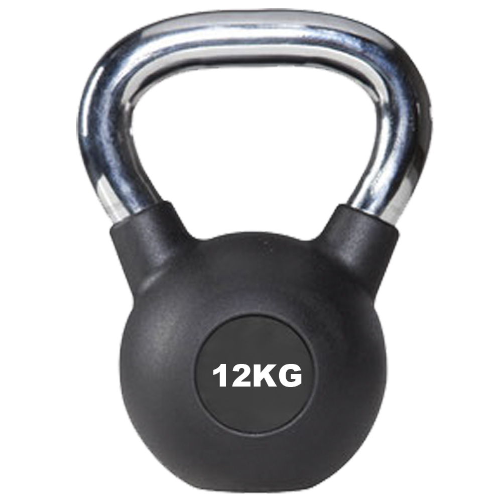 Pesa Rusa O Kettlebell De Fundicion  X 12 Kg - Rec. - Caucho Negro