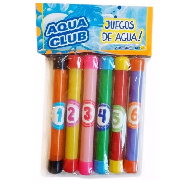 Set De 6 Sticks (tubos) Numerados Para Buceo Sumergibles En Agua (con Peso)